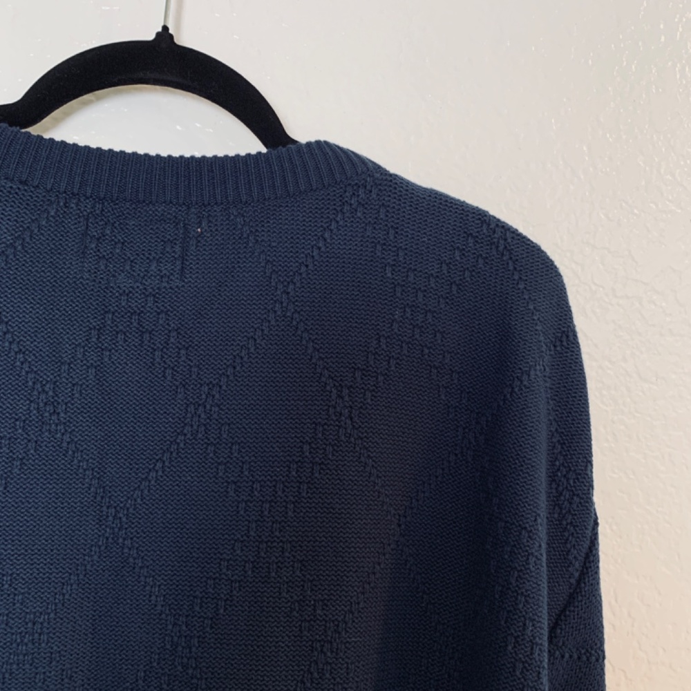 Bolle Golf Sweater Mens XL Blue Embroidered Crew Neck Cable Knit Pullover Cotton - Picture 14 of 16
